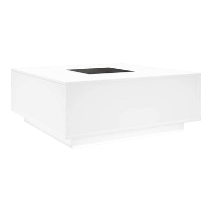 Coffee Table with LED Engineered Wood White 100 cm 100 cm