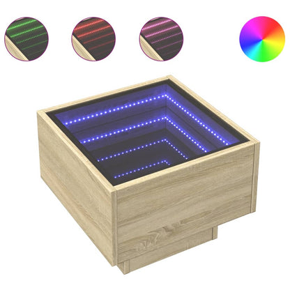 vidaXL Bedside Table with Infinity LED Sonoma Oak 40x40x30 cm 2