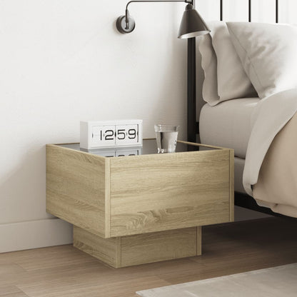 vidaXL Bedside Table with Infinity LED Sonoma Oak 40x40x30 cm 4