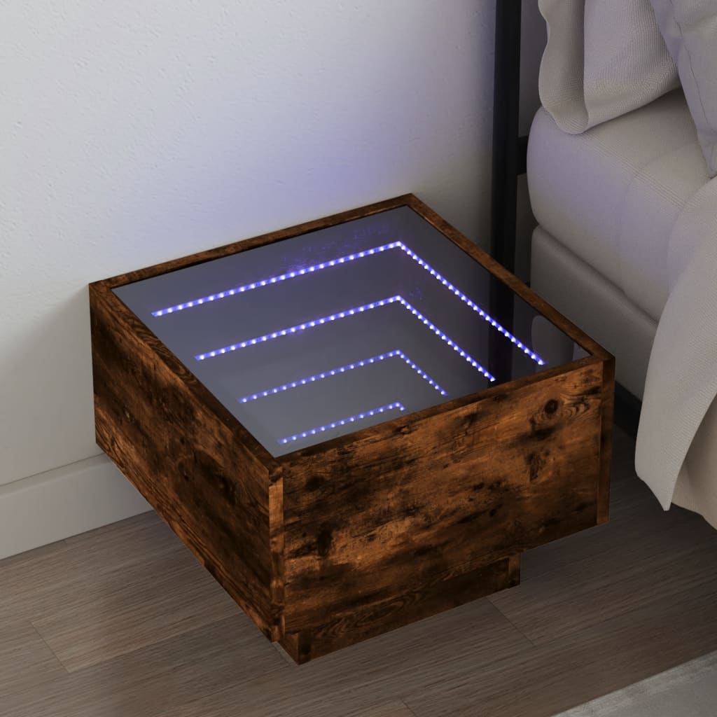 vidaXL Bedside Table with Infinity LED 40x40x30 cm