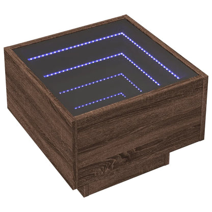 vidaXL Bedside Table with Infinity LED Brown Oak 40x40x30 cm 3
