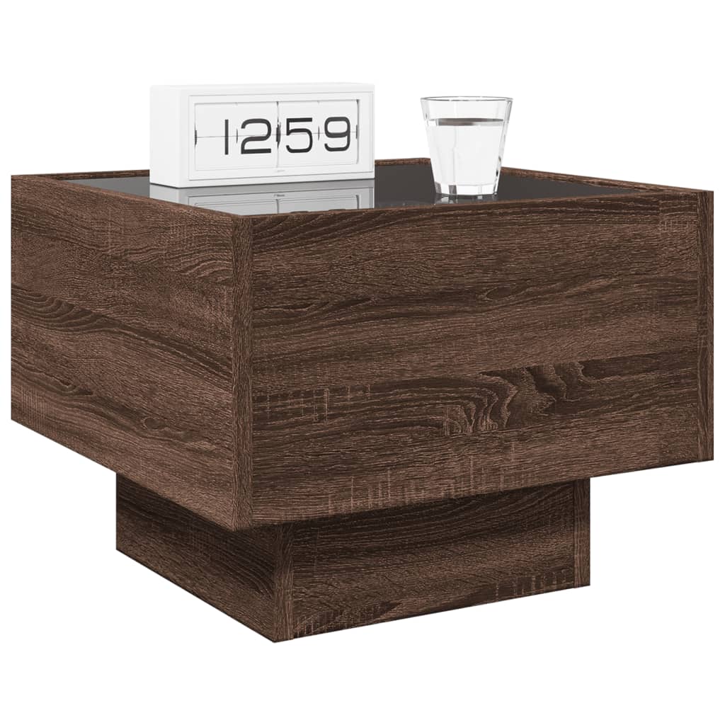 vidaXL Bedside Table with Infinity LED Brown Oak 40x40x30 cm 5
