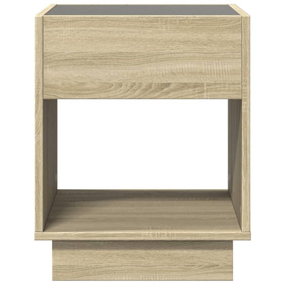 vidaXL Bedside Table with Infinity LED Sonoma Oak 40x40x50 cm 6