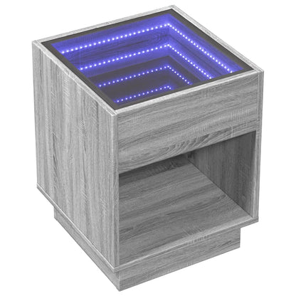 vidaXL Bedside Table with Infinity LED Grey Sonoma 40x40x50 cm 3