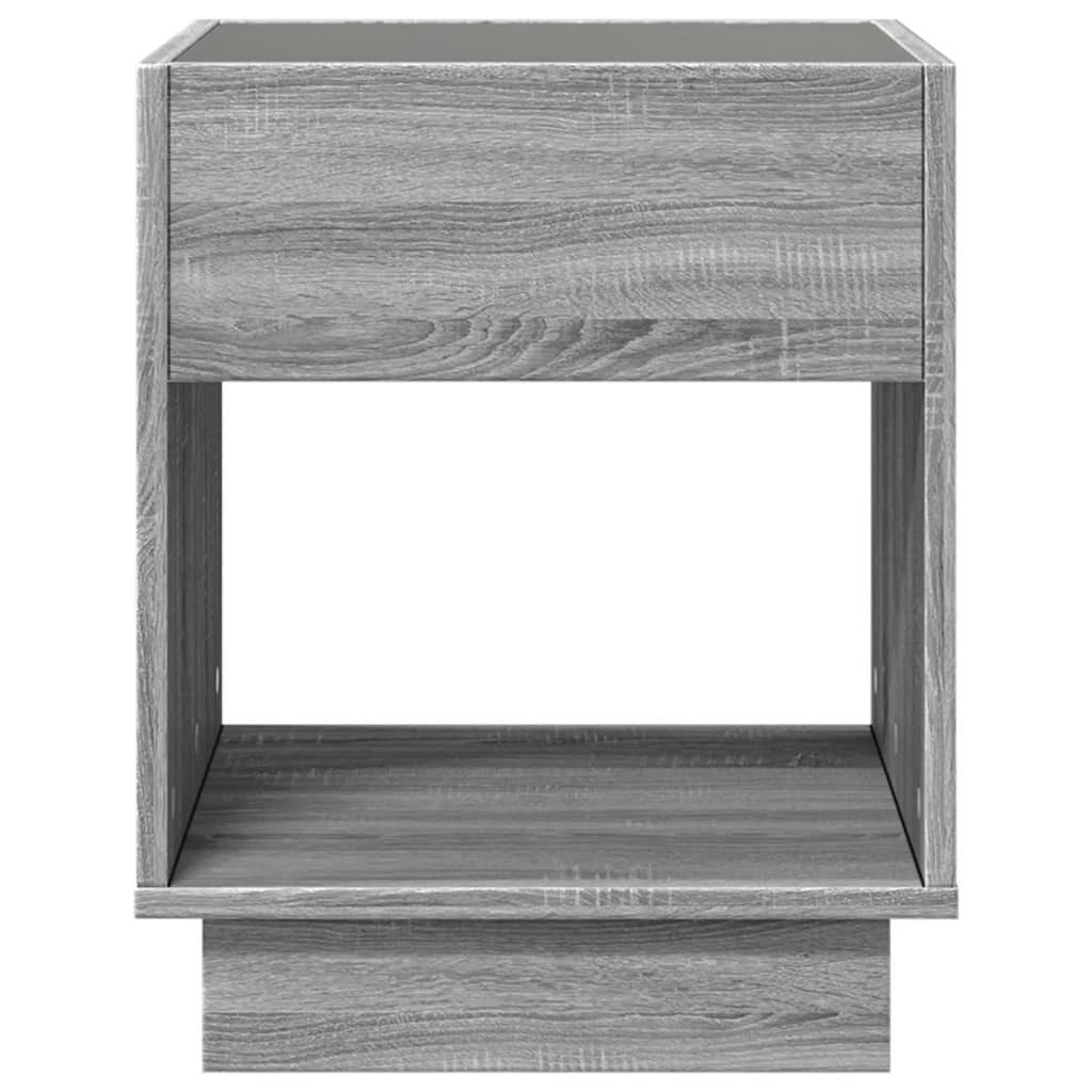 vidaXL Bedside Table with Infinity LED Grey Sonoma 40x40x50 cm 6