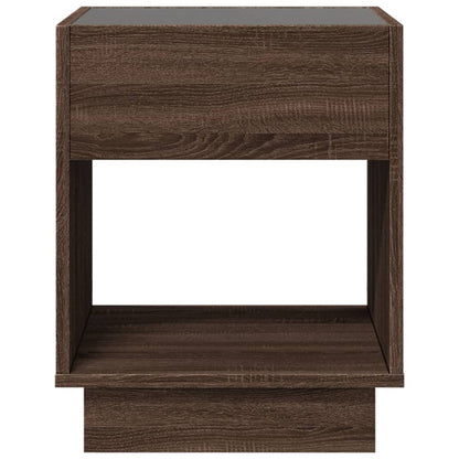 vidaXL Bedside Table with Infinity LED Brown Oak 40x40x50 cm 6