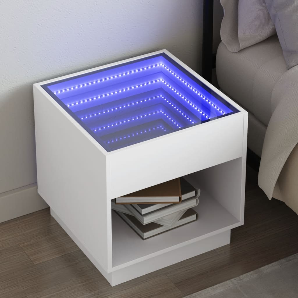 vidaXL Bedside Table with Infinity LED