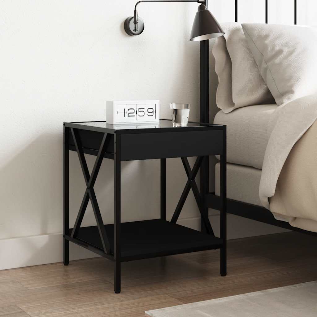 vidaXL Bedside Table with Infinity LED Black 40x40x49 cm 4