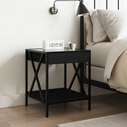 vidaXL Bedside Table with Infinity LED Black 40x40x49 cm 4