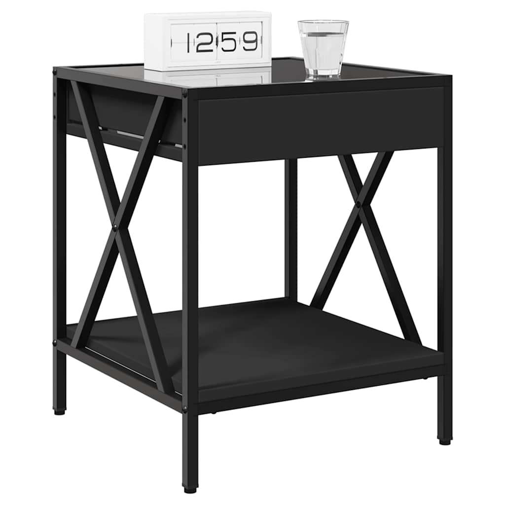 vidaXL Bedside Table with Infinity LED Black 40x40x49 cm 5