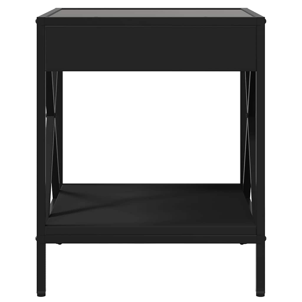vidaXL Bedside Table with Infinity LED Black 40x40x49 cm 6