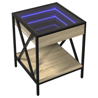 vidaXL Bedside Table with Infinity LED Sonoma Oak 40x40x49 cm 3