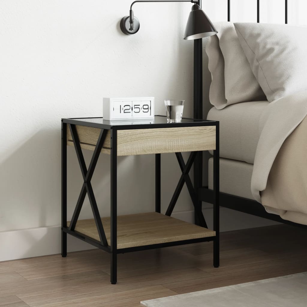 vidaXL Bedside Table with Infinity LED Sonoma Oak 40x40x49 cm 4