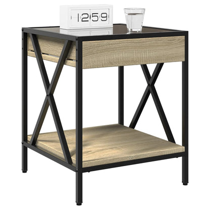 vidaXL Bedside Table with Infinity LED Sonoma Oak 40x40x49 cm 5