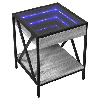 vidaXL Bedside Table with Infinity LED Grey Sonoma 40x40x49 cm 3