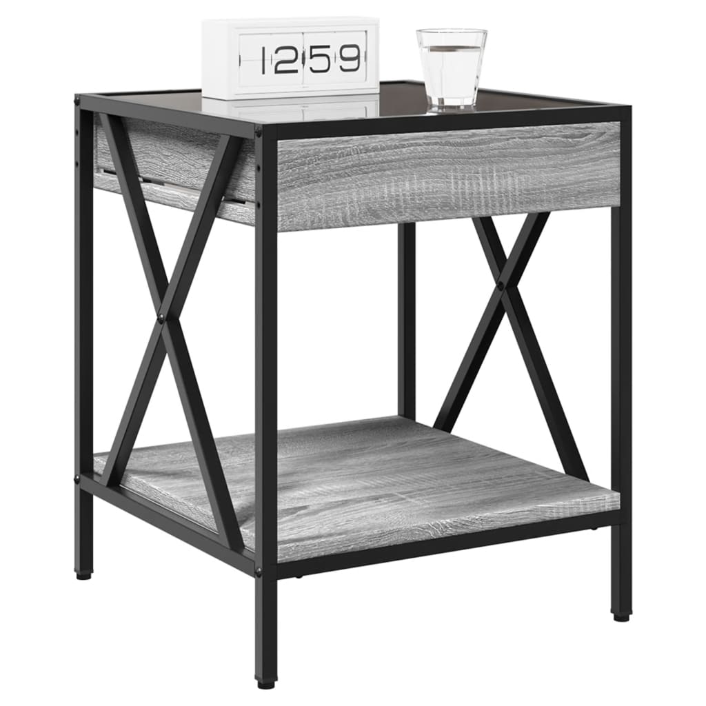vidaXL Bedside Table with Infinity LED Grey Sonoma 40x40x49 cm 5