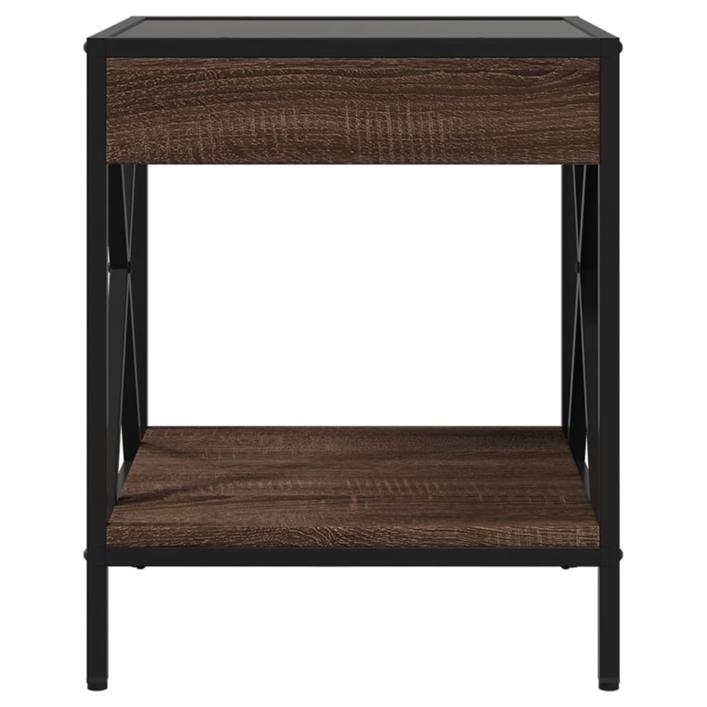 vidaXL Bedside Table with Infinity LED Brown Oak 40x40x49 cm 6