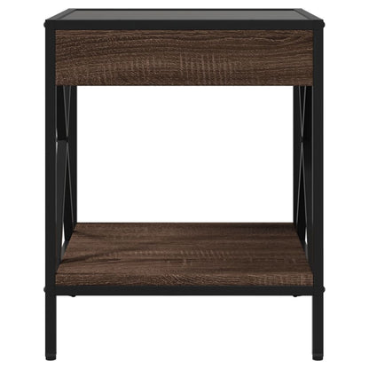 vidaXL Bedside Table with Infinity LED Brown Oak 40x40x49 cm 6