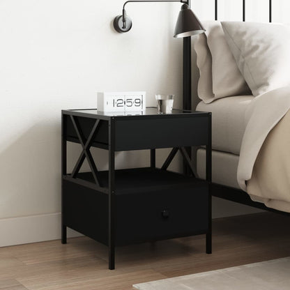 vidaXL Bedside Table with Infinity LED Black 40x40x51 cm 4