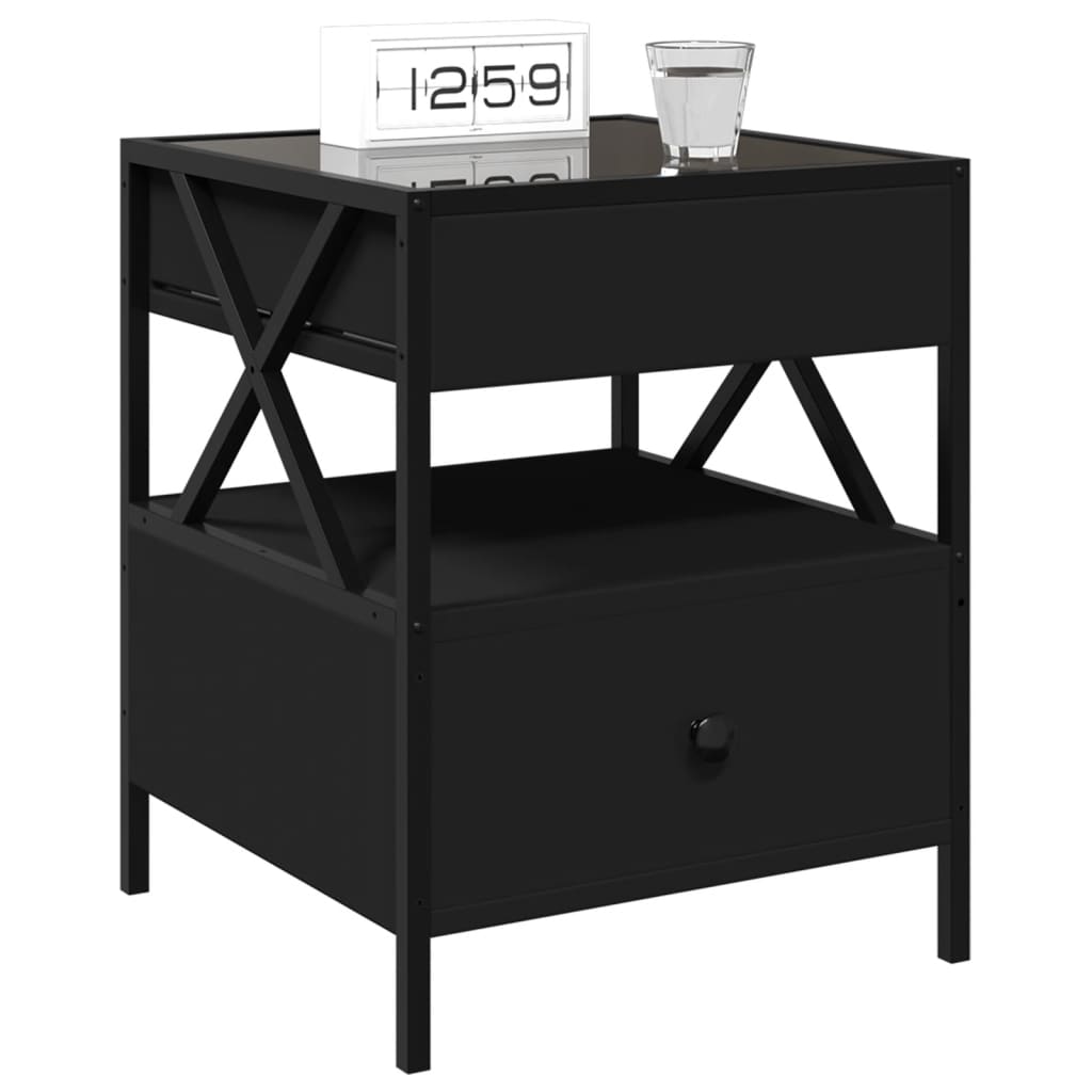 vidaXL Bedside Table with Infinity LED Black 40x40x51 cm 5