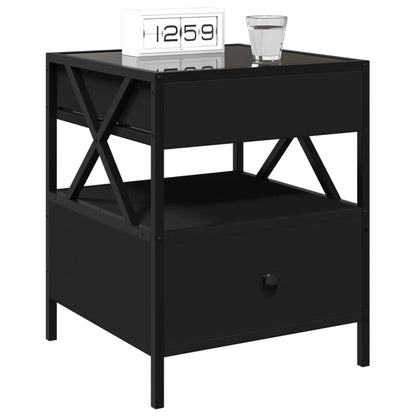vidaXL Bedside Table with Infinity LED Black 40x40x51 cm 5