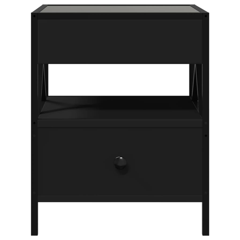 vidaXL Bedside Table with Infinity LED Black 40x40x51 cm 6
