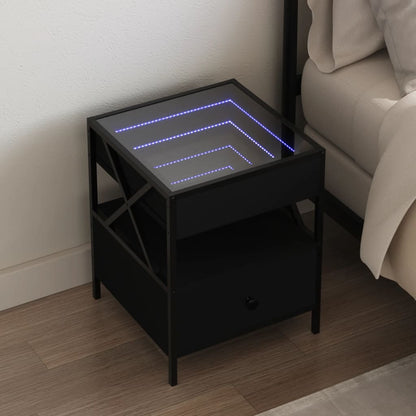 vidaXL Bedside Table with Infinity LED Black 40x40x51 cm 1