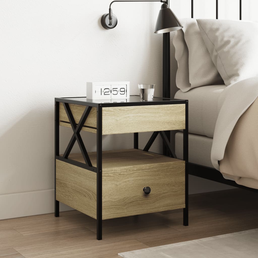 vidaXL Bedside Table with Infinity LED Sonoma Oak 40x40x51 cm 4