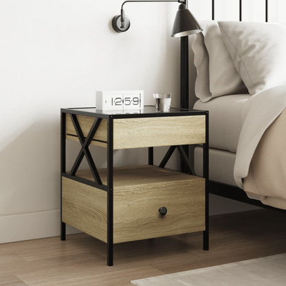 vidaXL Bedside Table with Infinity LED Sonoma Oak 40x40x51 cm 4