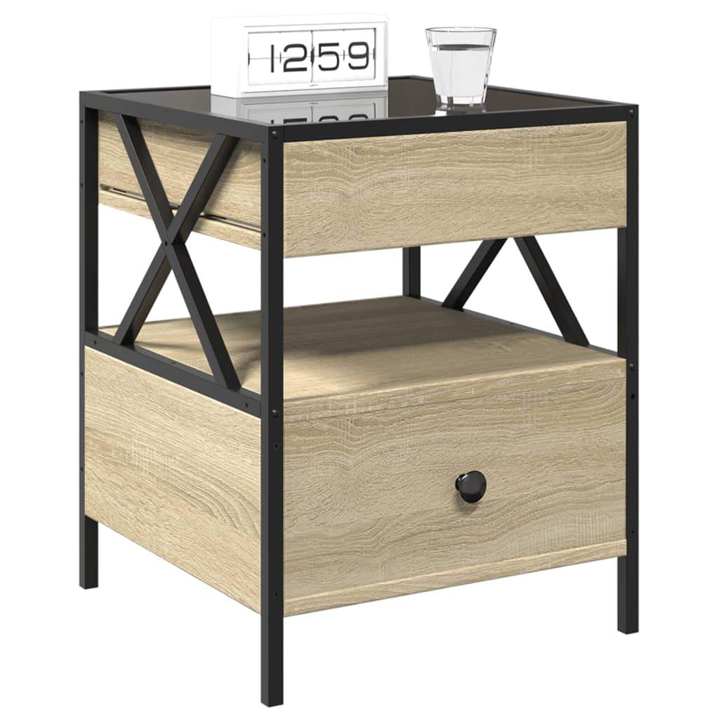 vidaXL Bedside Table with Infinity LED Sonoma Oak 40x40x51 cm 5
