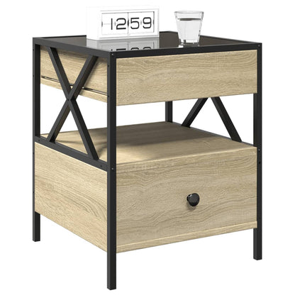 vidaXL Bedside Table with Infinity LED Sonoma Oak 40x40x51 cm 5