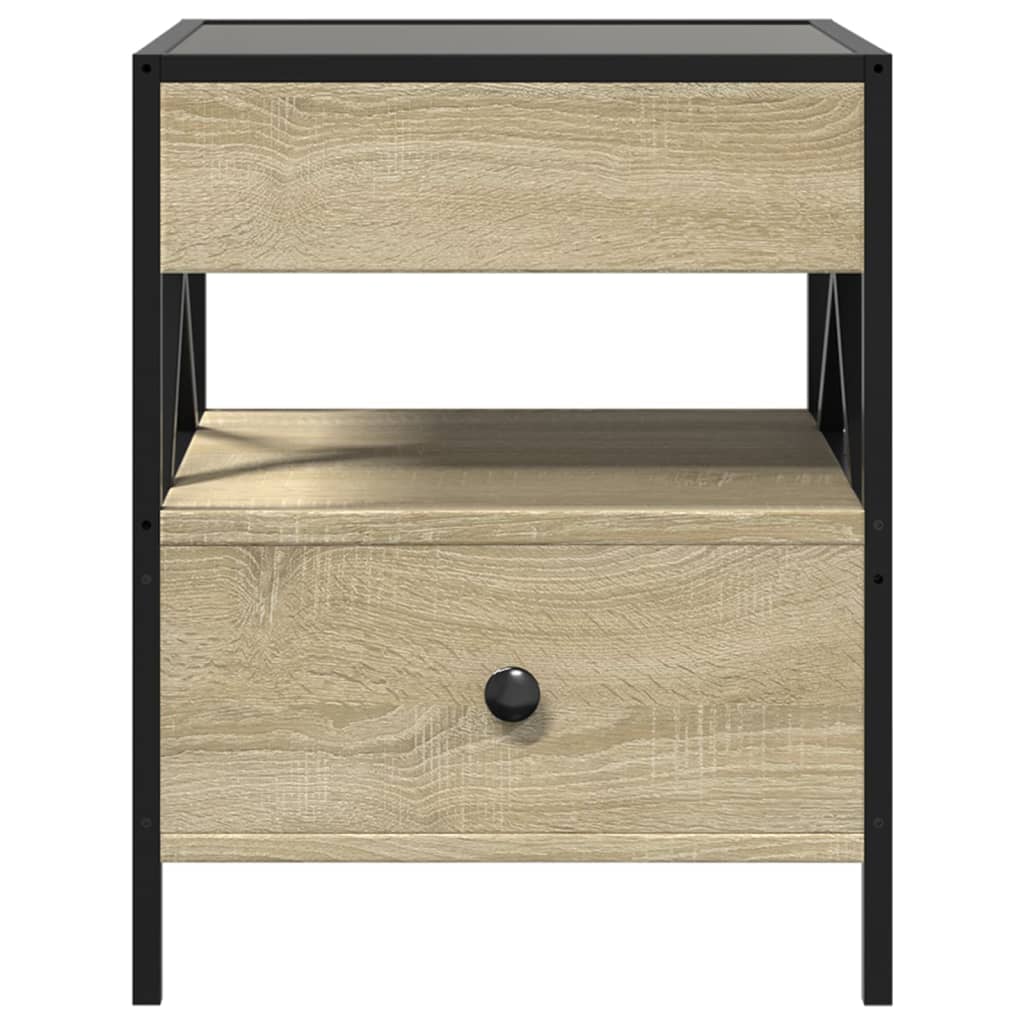 vidaXL Bedside Table with Infinity LED Sonoma Oak 40x40x51 cm 6