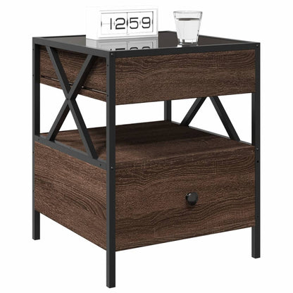 vidaXL Bedside Table with Infinity LED Brown Oak 40x40x51 cm 5