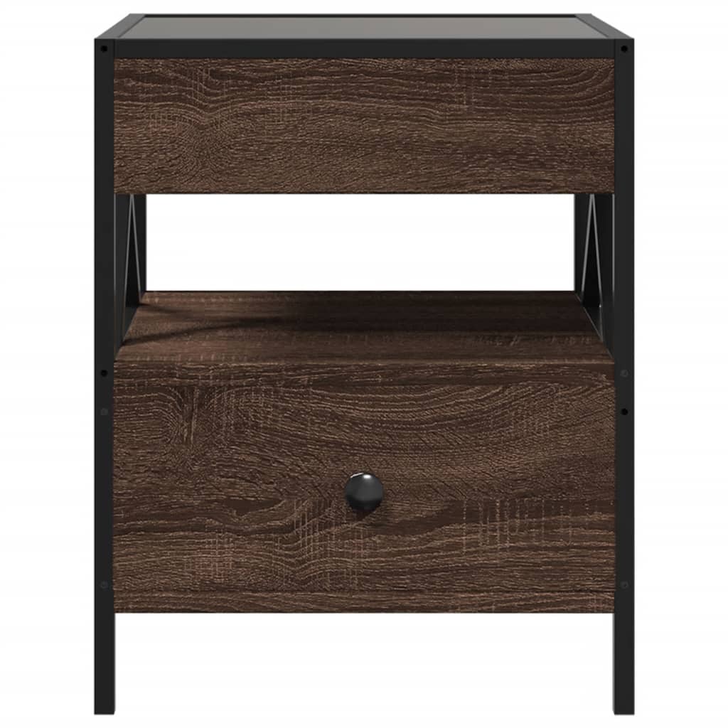 vidaXL Bedside Table with Infinity LED Brown Oak 40x40x51 cm 6