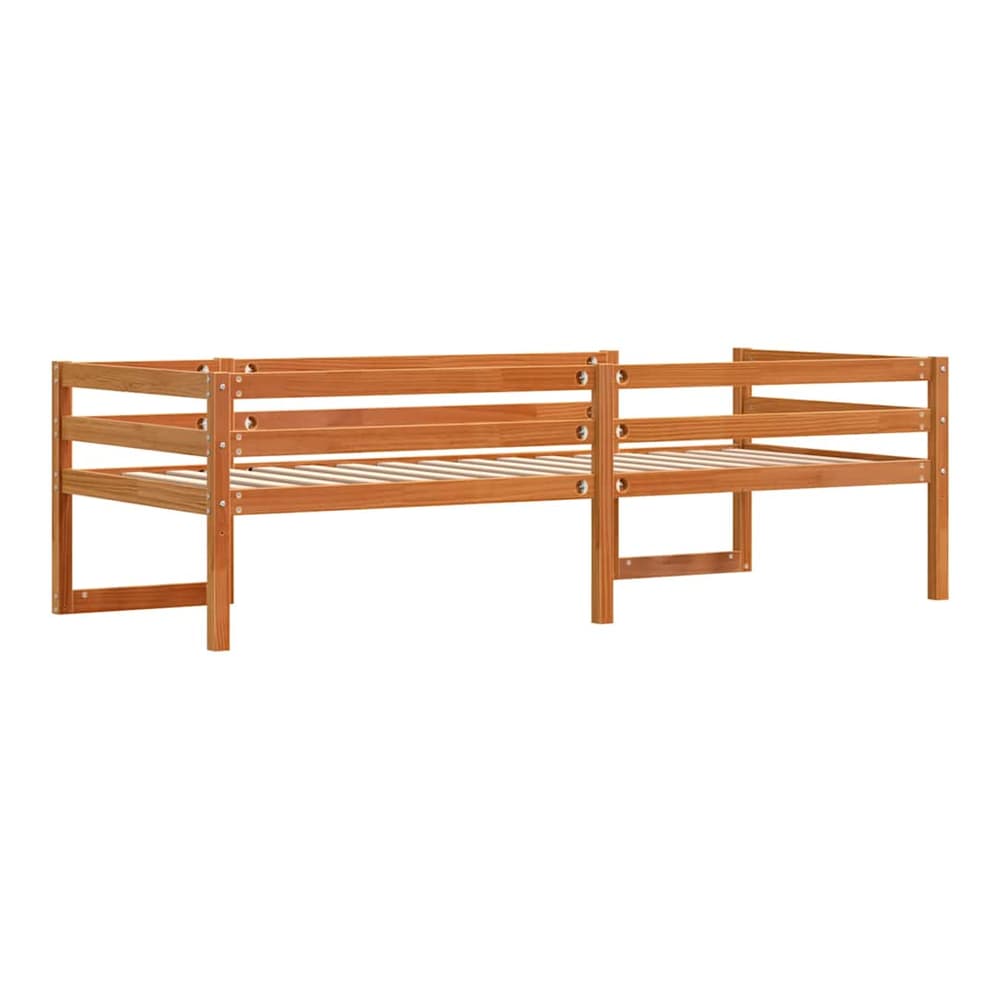 Kids' Bed Frame without Mattress Solid Wood Pine Wax brown 90 cm 200 cm