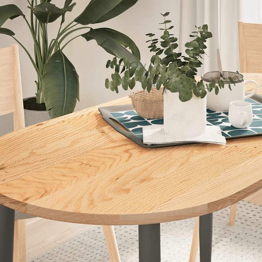 Table Top Solid Wood Oak Oval Height 2 cm Natural 120 cm 60 cm