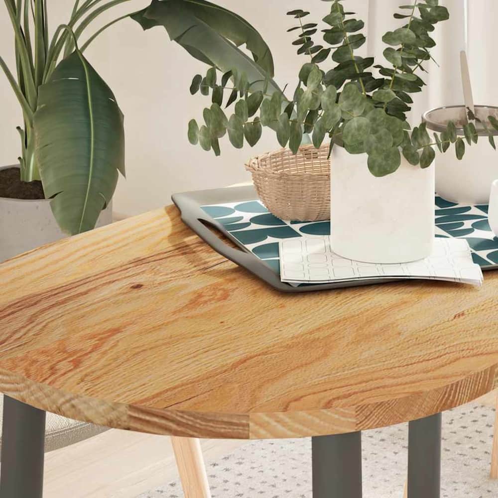 Table Top Solid Wood Oak Oval Height 2 cm Light brown 100 cm 50 cm