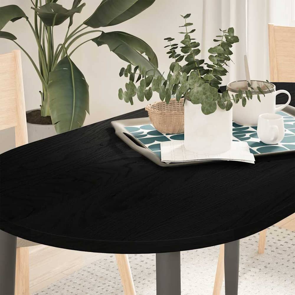 Table Top Solid Wood Oak Oval Height 2 cm Dark brown 120 cm 60 cm