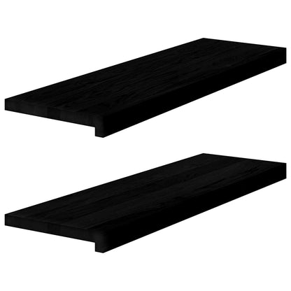 vidaXL Window Sills 2 pcs Brown Black 80x25x2 cm Solid Wood Oak 1