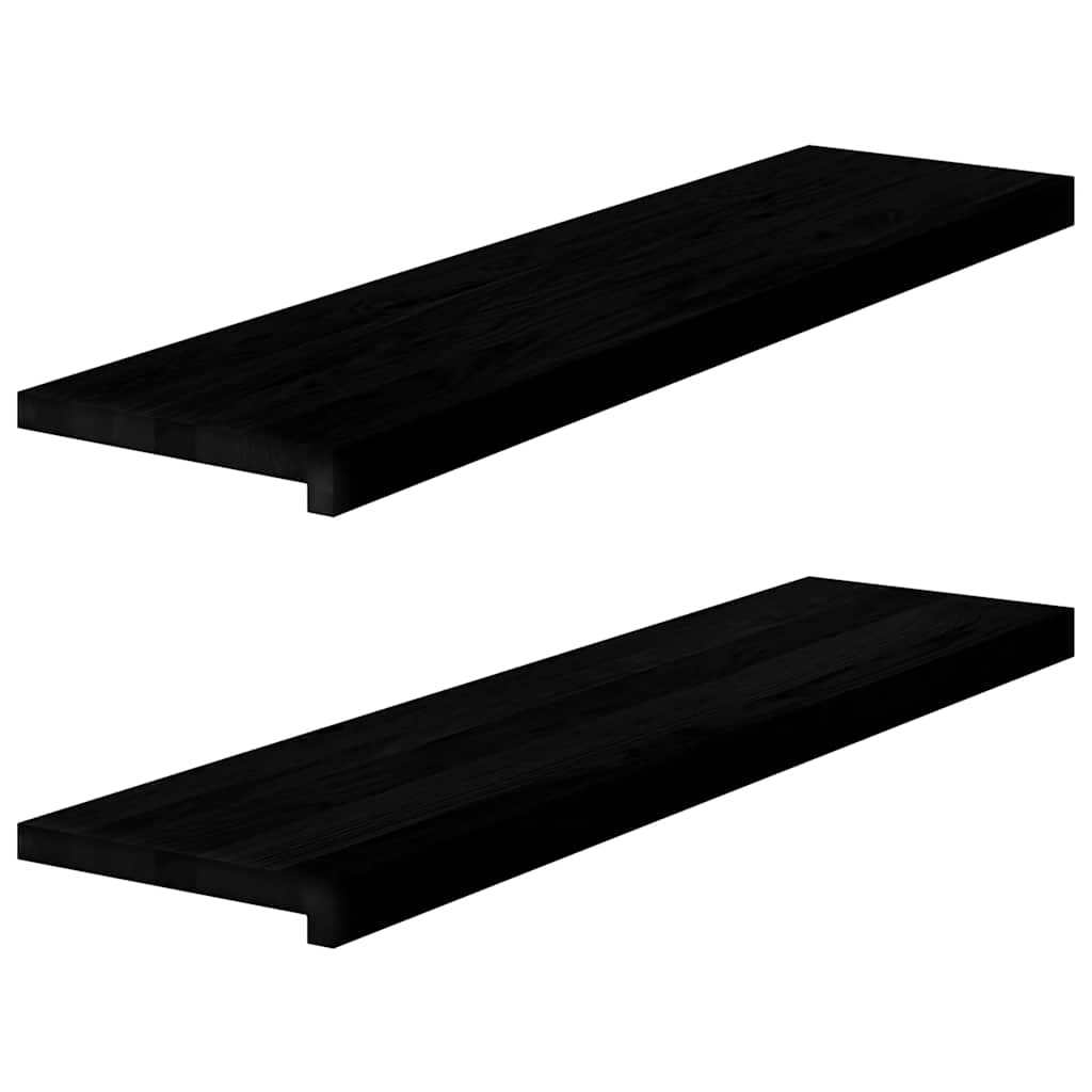 vidaXL Window Sills 2 pcs Brown Black 100x25x2 cm Solid Wood Oak 1