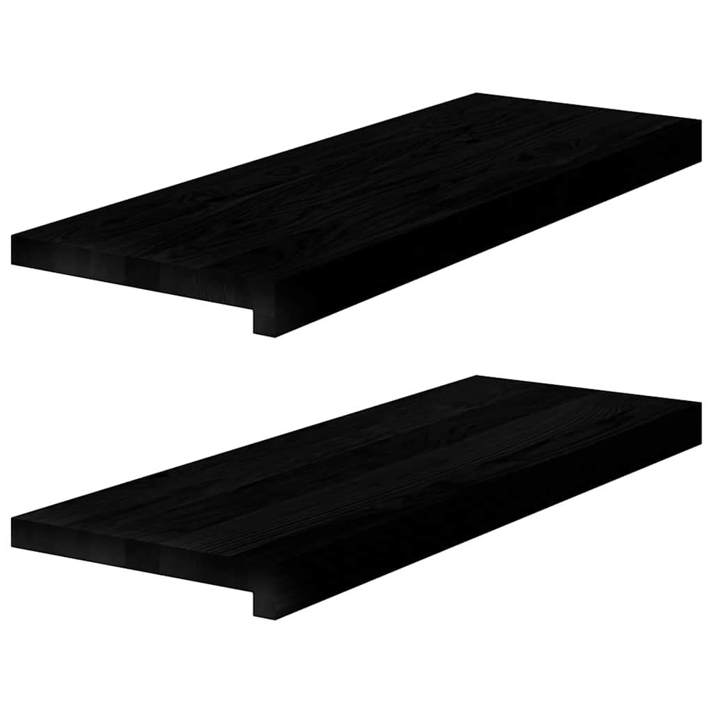 vidaXL Window Sills 2 pcs Brown Black 70x30x2 cm Solid Wood Oak 1