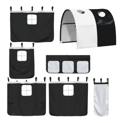 Bunk Bed without Mattress with Slide and Curtains White and black 90 cm