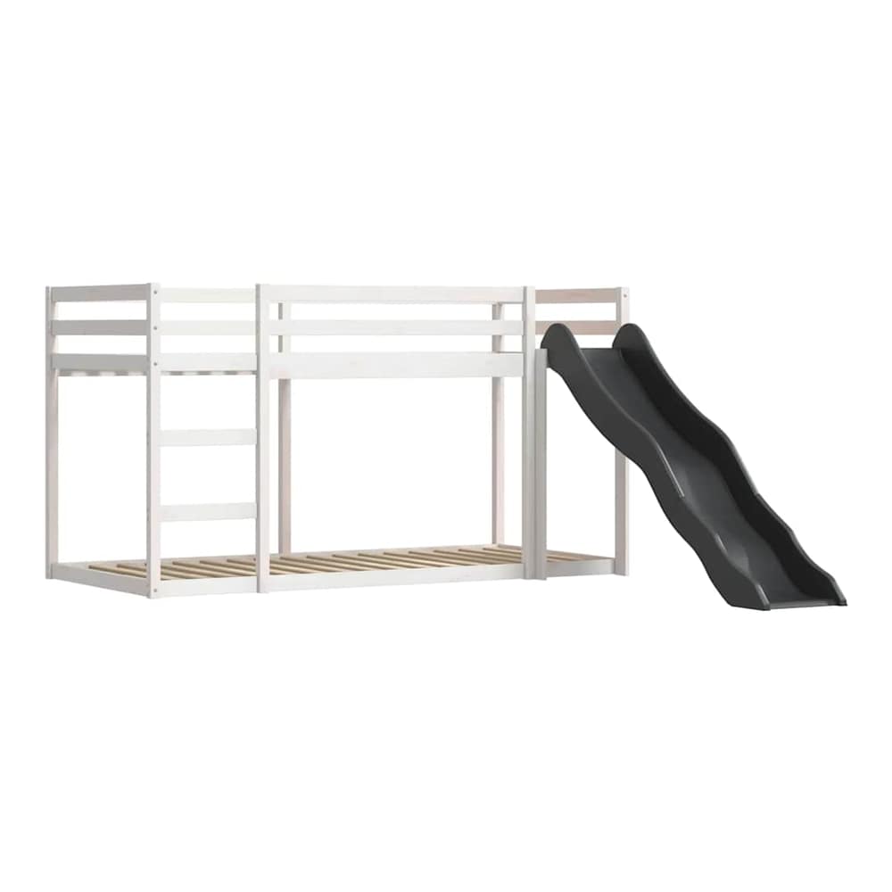 Bunk Bed without Mattress with Slide and Curtains White and black 90 cm
