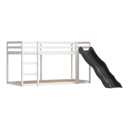 Bunk Bed without Mattress with Slide and Curtains White and black 90 cm