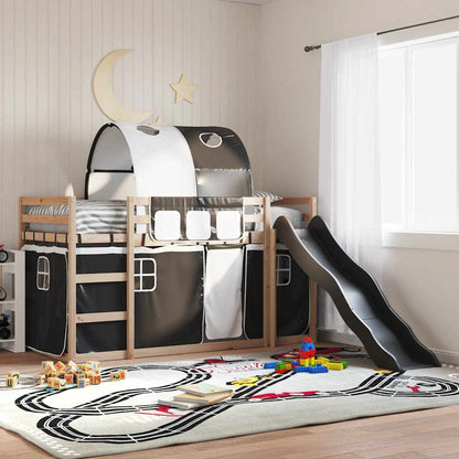 Bunk Bed without Mattress with Slide and Curtains Black 80 cm
