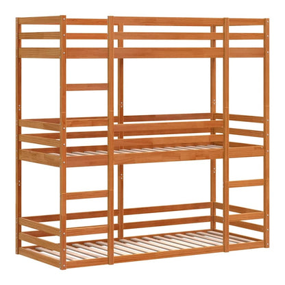 Triple Bunk Bed without Mattress Wax brown 90 cm 200 cm