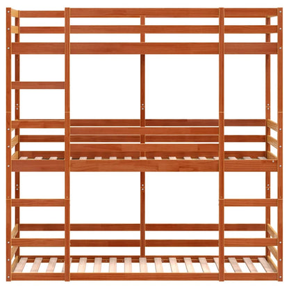 Triple Bunk Bed without Mattress Wax brown 90 cm 200 cm