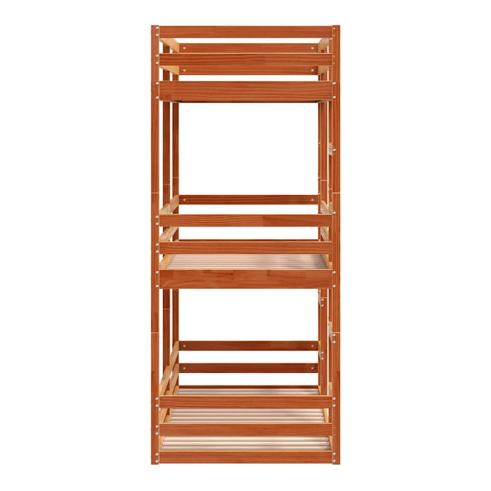 Triple Bunk Bed without Mattress Wax brown 90 cm 200 cm