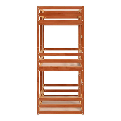 Triple Bunk Bed without Mattress Wax brown 90 cm 200 cm