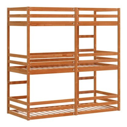 Triple Bunk Bed without Mattress Wax brown 90 cm 200 cm